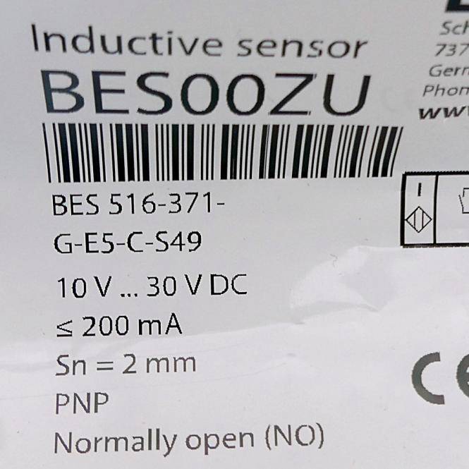 Nahaufnahme eines Induktivsensoretiketts für „BES00ZU