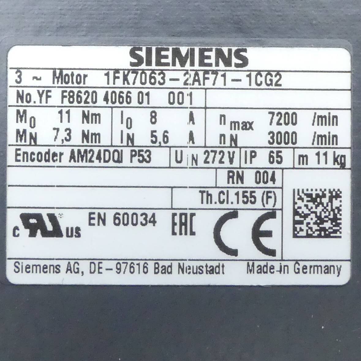 Siemens Servomotor (1FK7063-2AF71-1CG2)