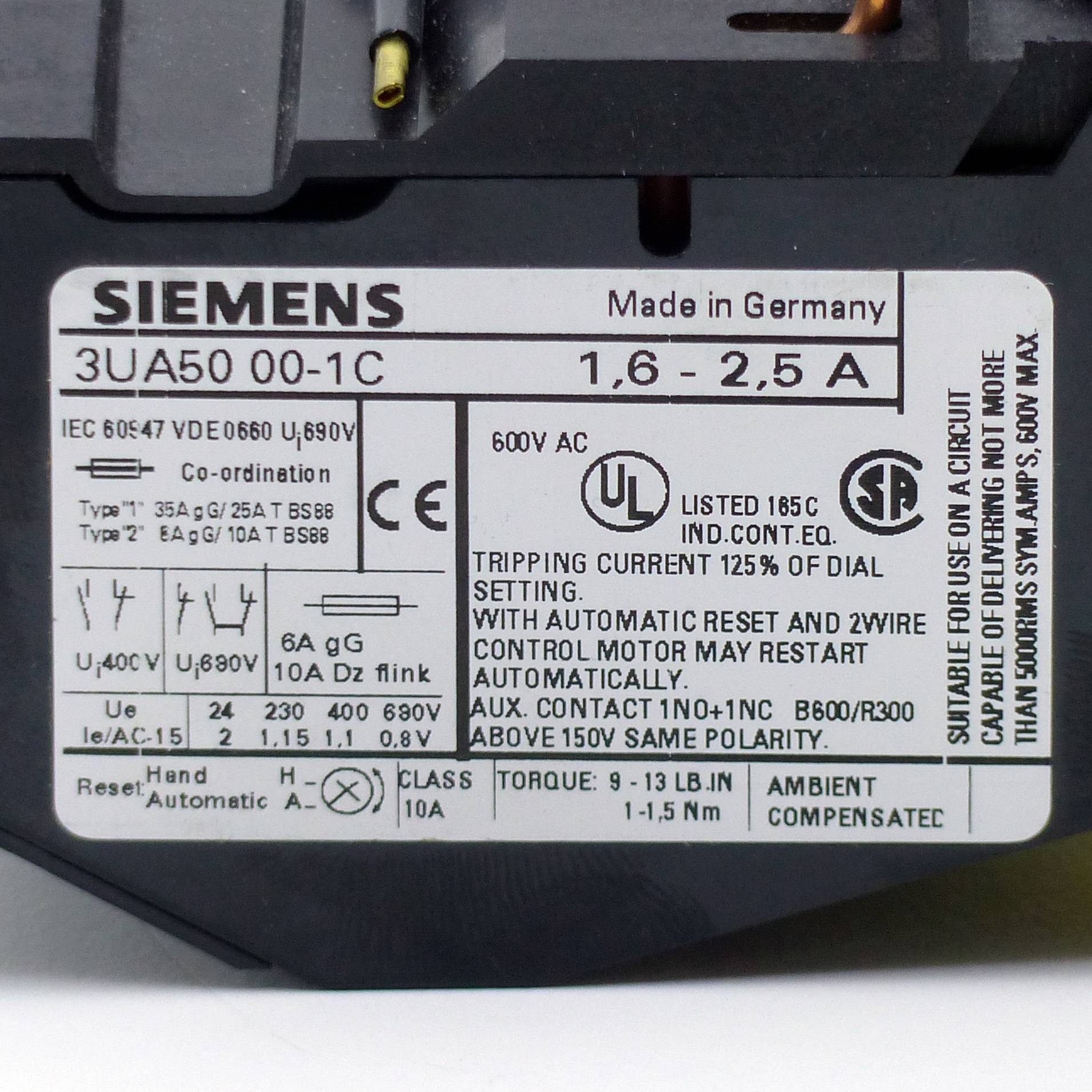 Siemens Überlastrelais 1,6-2,5 A (3UA5000-1C)