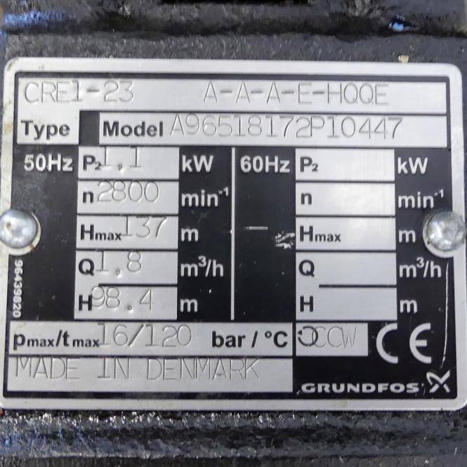 Grundfos Kreiselpumpe CRE1-23 A-A-A-E-HQQE (A96518172P10447)