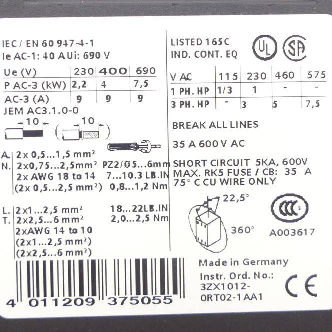 Siemens Hilfsschütz (3RT1023-1BB40)