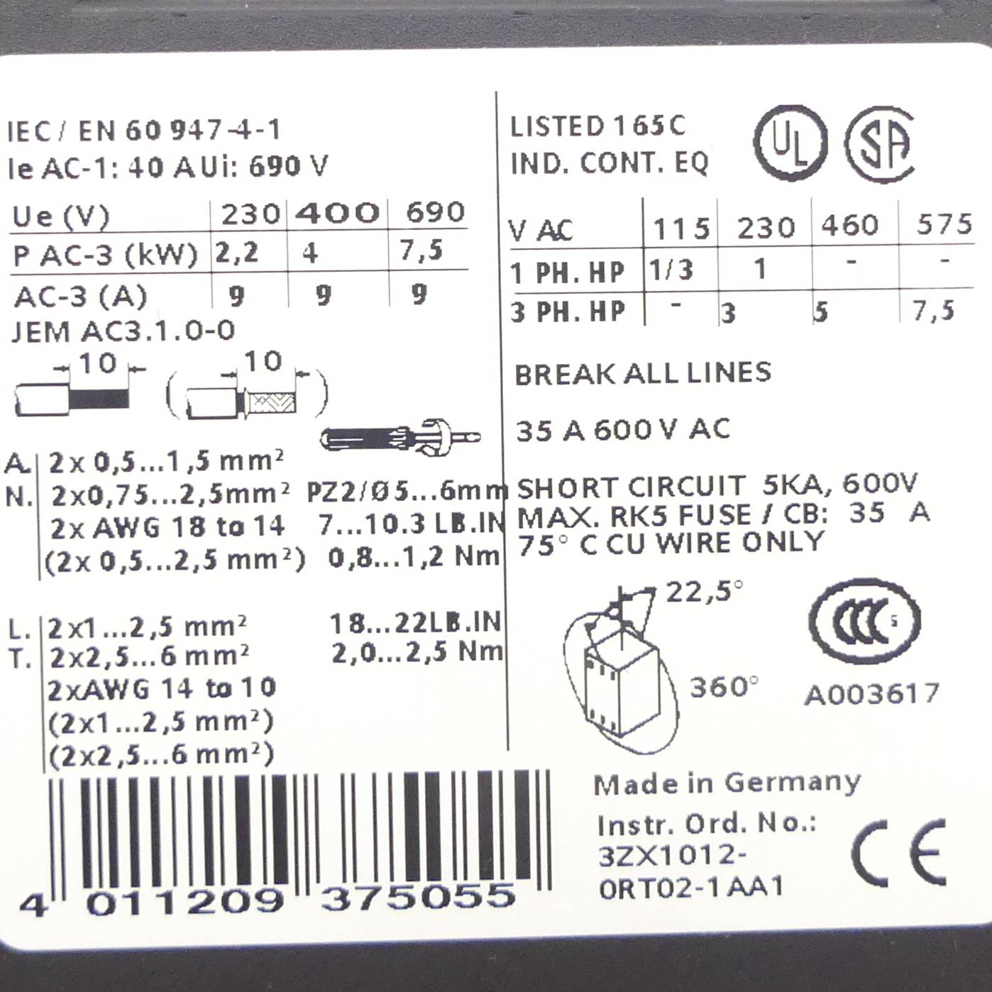 Siemens Hilfsschütz (3RT1023-1BB40)