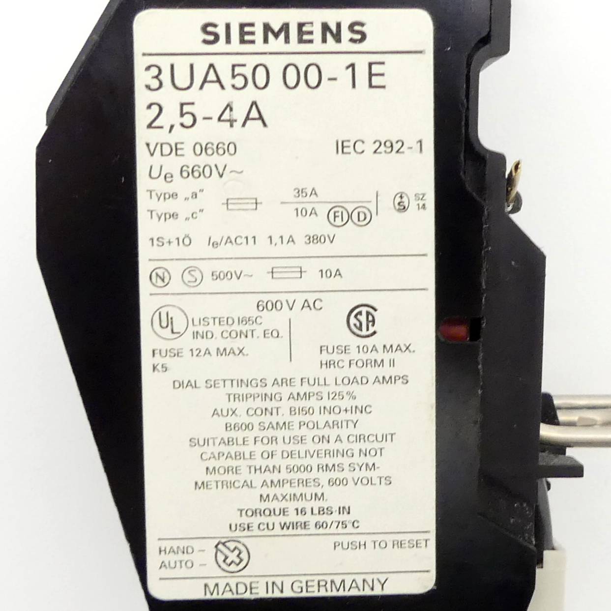 Siemens Überlastrelais 2,5 - 4 A (3UA5000-1E )