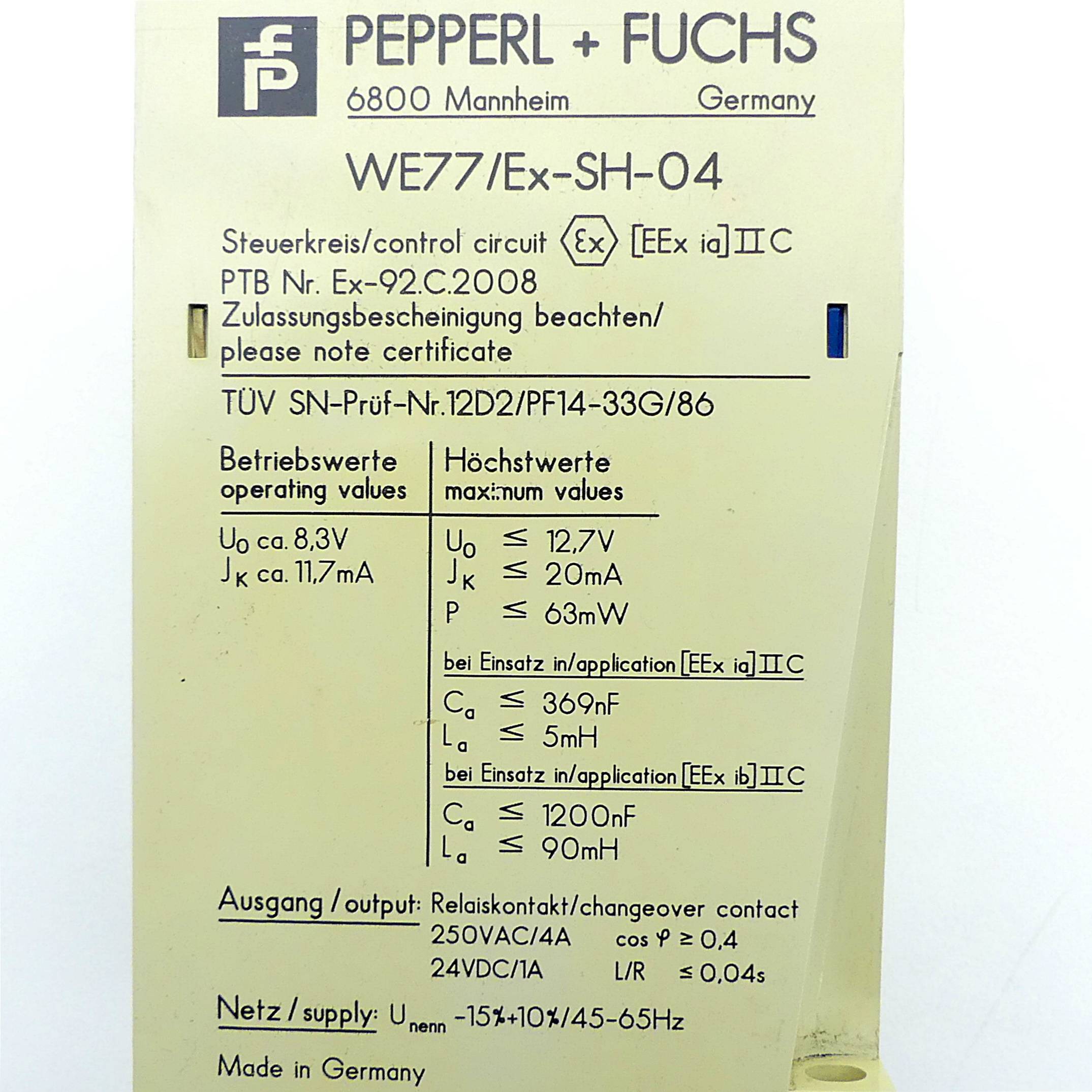 PEPPERL+FUCHS Schaltverstärker 15673 (WE77/Ex-SH-04)