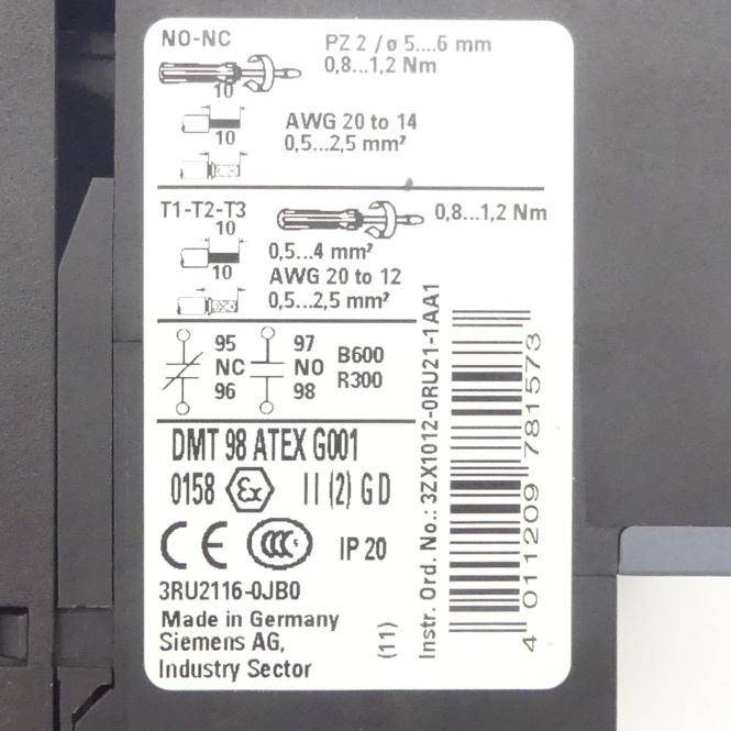 Siemens Überlastrelais 0,70...1,0 A (3RU2916-3AA01)