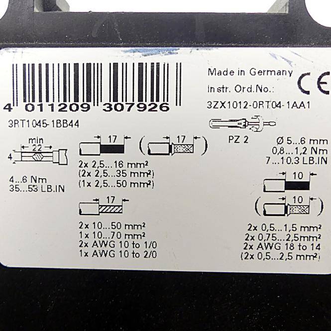 Siemens Leistungsschütz (3RT1045-1BB44)
