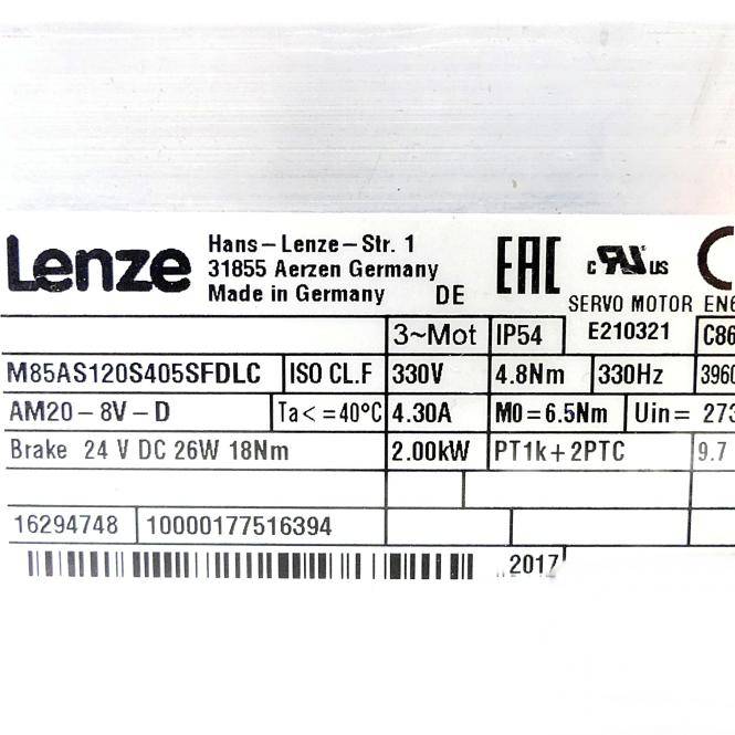 Lenze Servo Motor AM20-8V-D (M85AS120S405SFDLC)