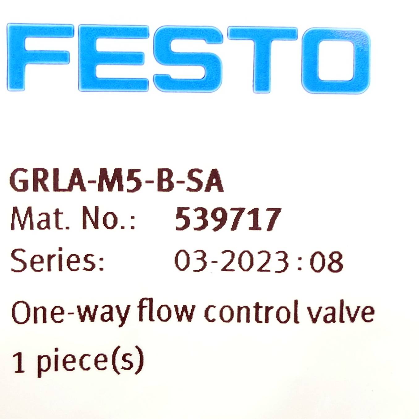 FESTO Drossel-Rückschlagventil GRLA-M5-B -SA (539717)