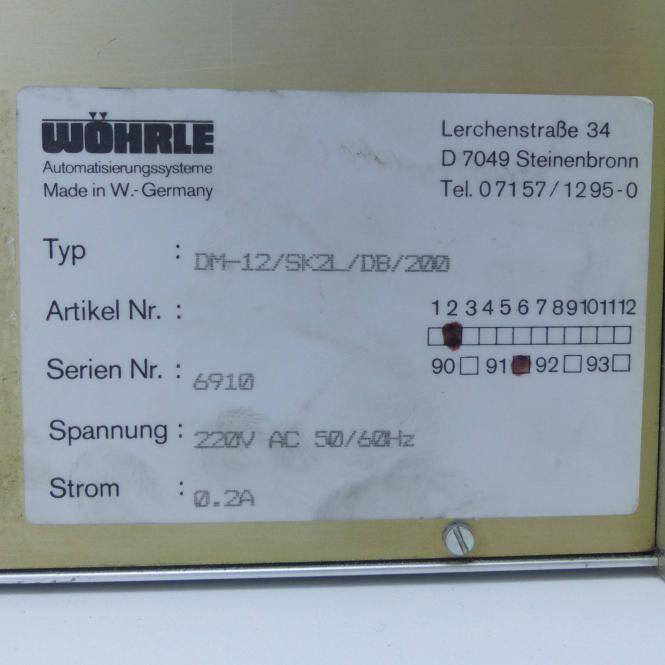 Wöhrle Bedienfeld 6910 (DM-12/SK2l_/DB/200)