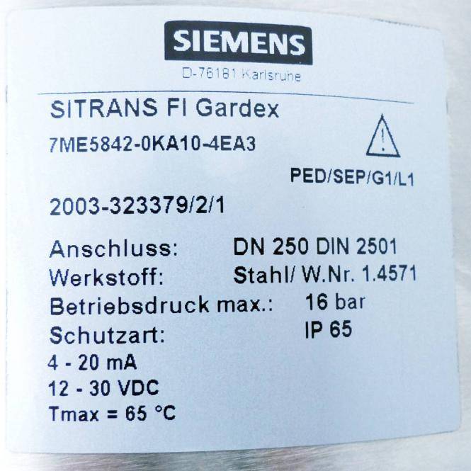 Siemens Durchflussmessgerät SITRANZ FI Gardex GARDEX 410 (7ME5842-0KA10-4EA3)