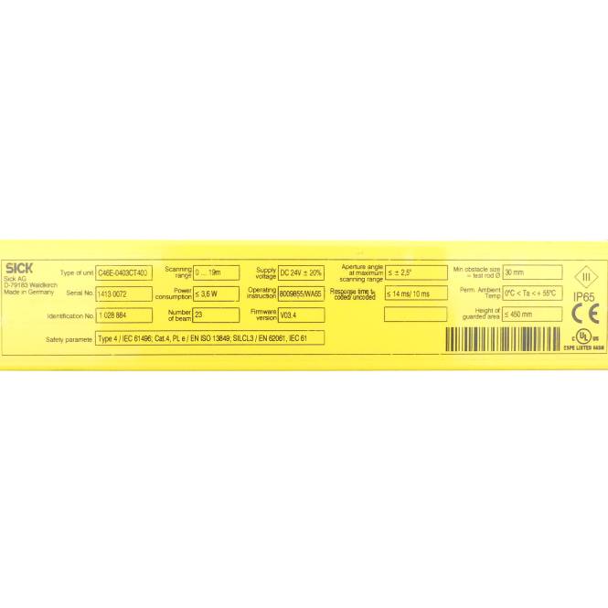 SICK Sicherheitslichtvorhang C46E-0403CT400 (1 028 884)