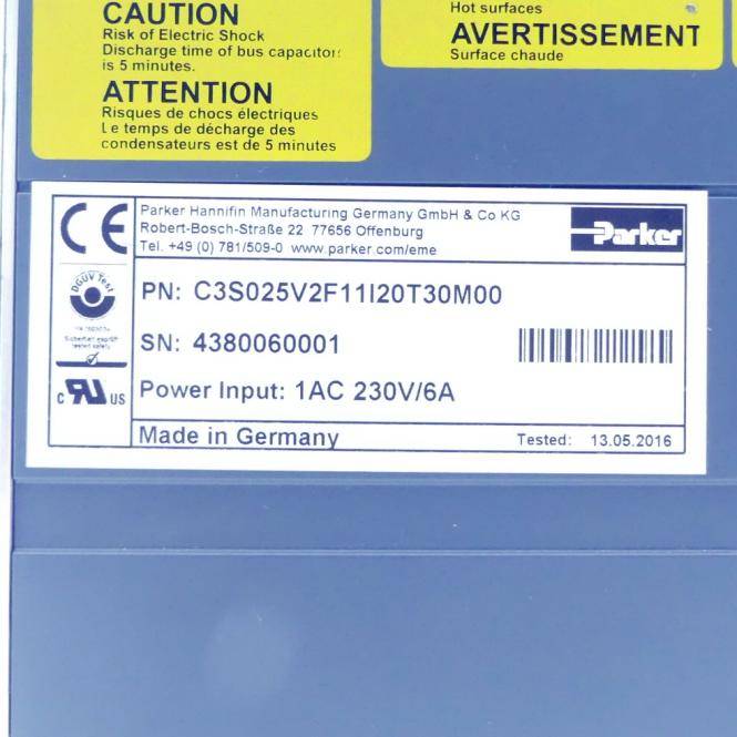 Parker Controller Compax3 (C3S025V2F11l20T30M00)