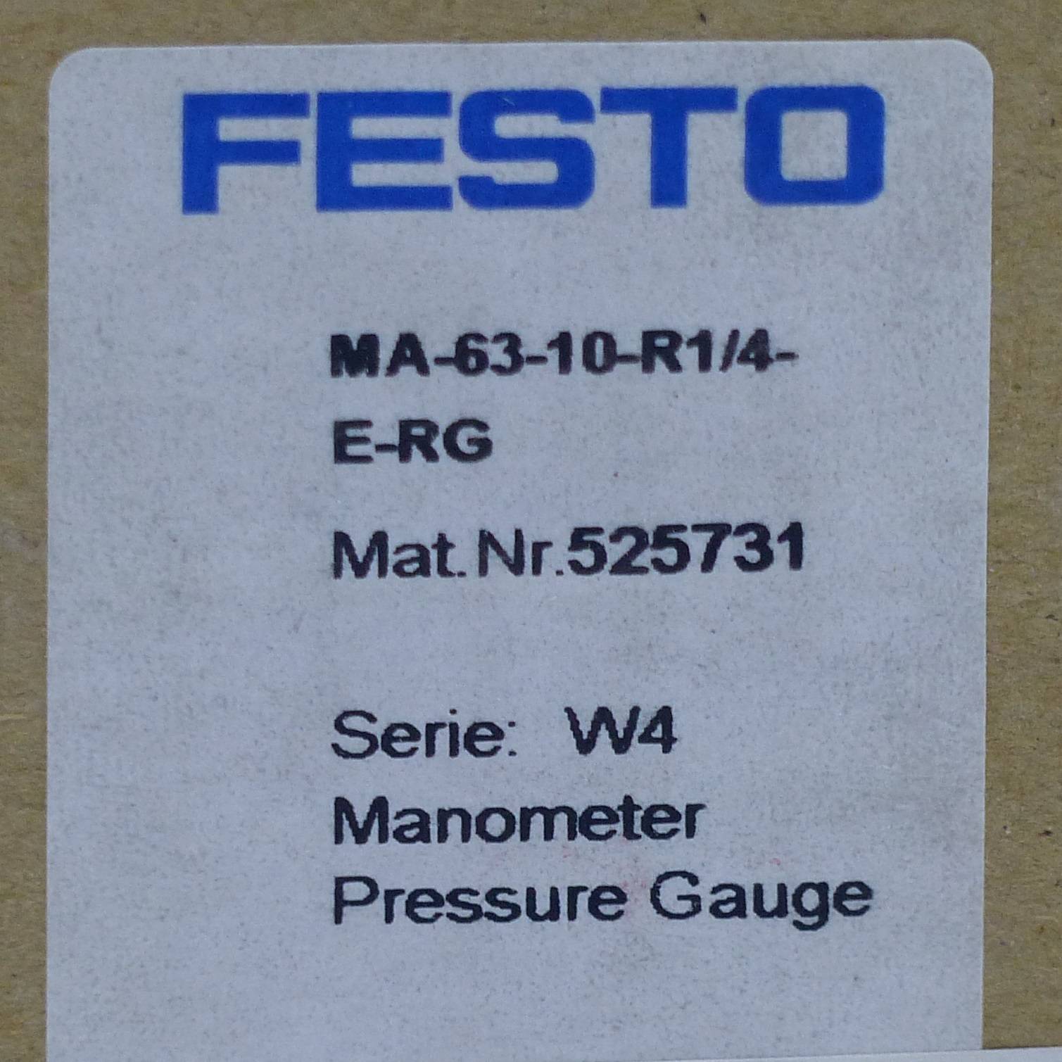 FESTO Manometer MA-63-10-R1/4-E-RG (525 731)