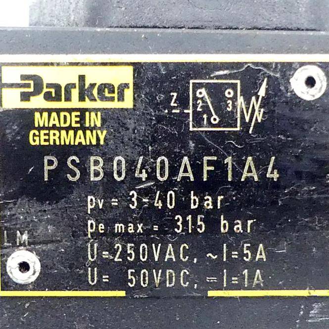 Parker Druckschalter PSB040AF1A4 mit Zwischenplatte H06PSB-994 (PSB040AF1A4; H06PSB-994)