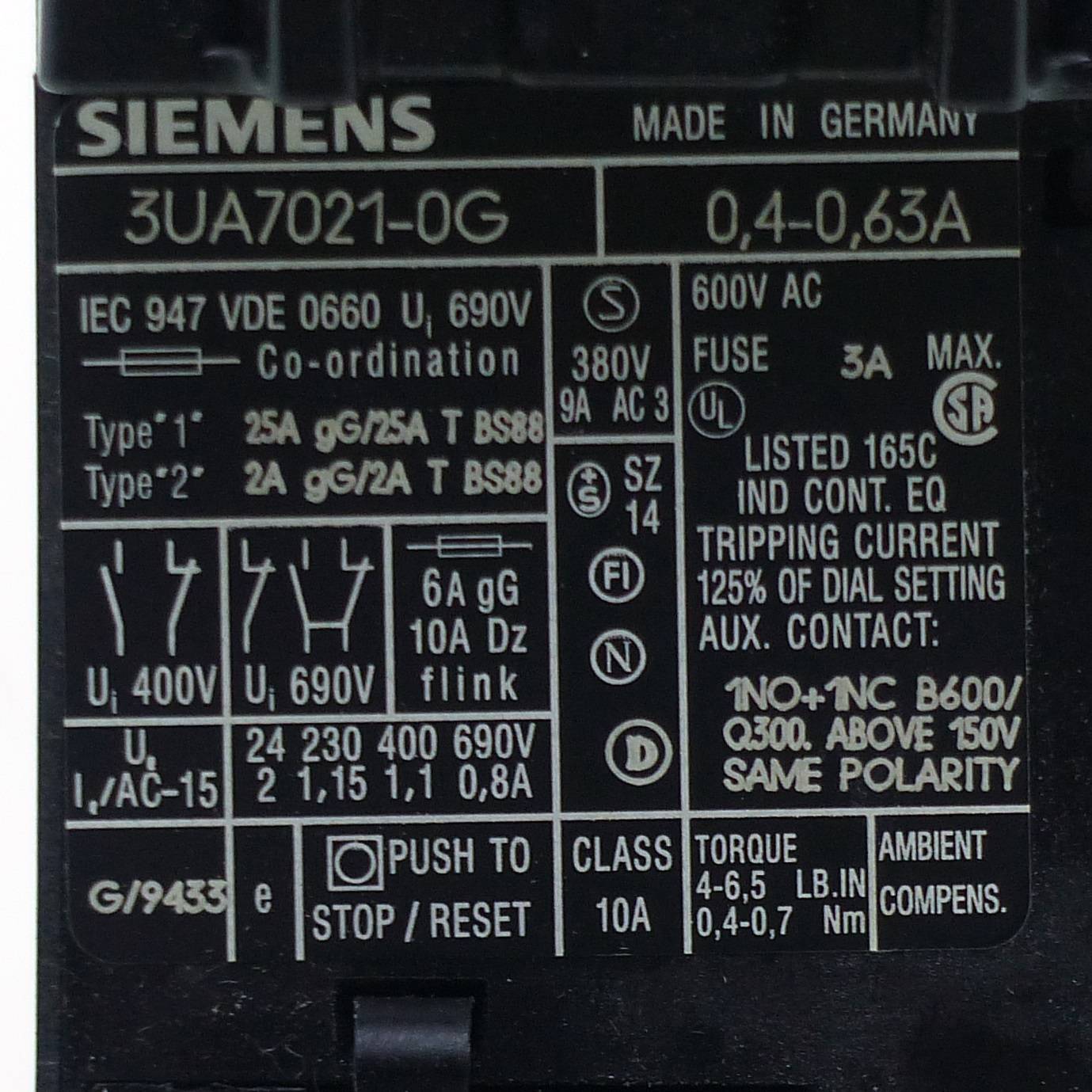 Siemens Überlastrelais (3UA7021-0G)
