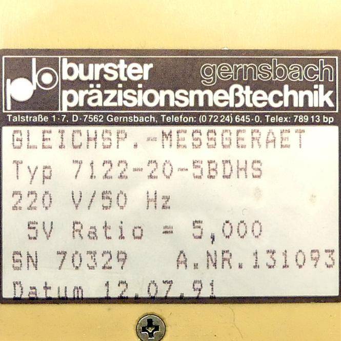 Burster Gleichspannungs-Messgerät 7122-20-5BDHS (131093)