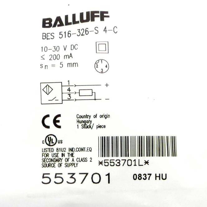 BALLUFF Induktiver Sensor BES 516-326-S 4-C (553701)