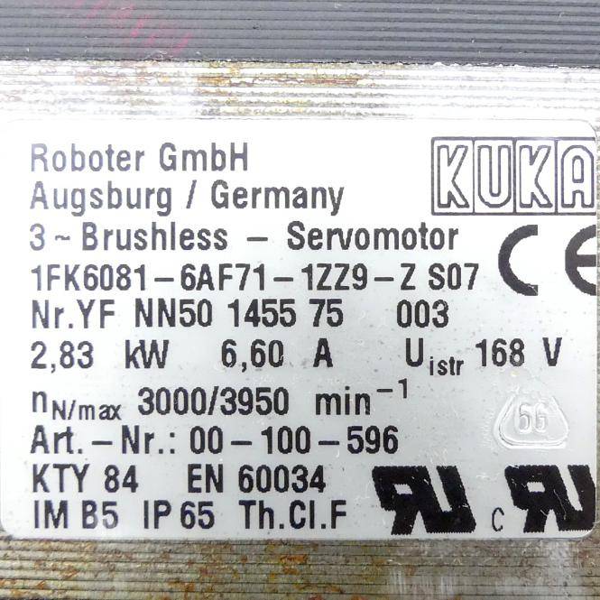 KUKA Servomotor 1FK6081-6AF71-1ZZ9-Z S07 (1FK6081-6AF71-1ZZ9-Z S07)