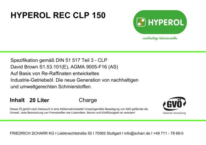 Hyperol Getriebeöl REC CLP 150 (Hyperol CLP 150-20L)