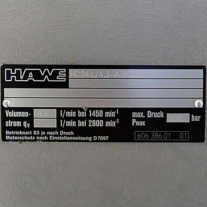 HAWE Hydraulikaggregat HC34L/4,3-A3/200 (HC34L/4,3-A3/200)