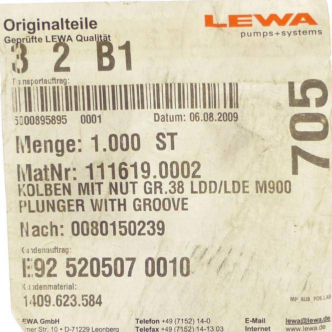 LEWA Kolben mit Nut GR.38 LDD/LED M900 (111619.0002)