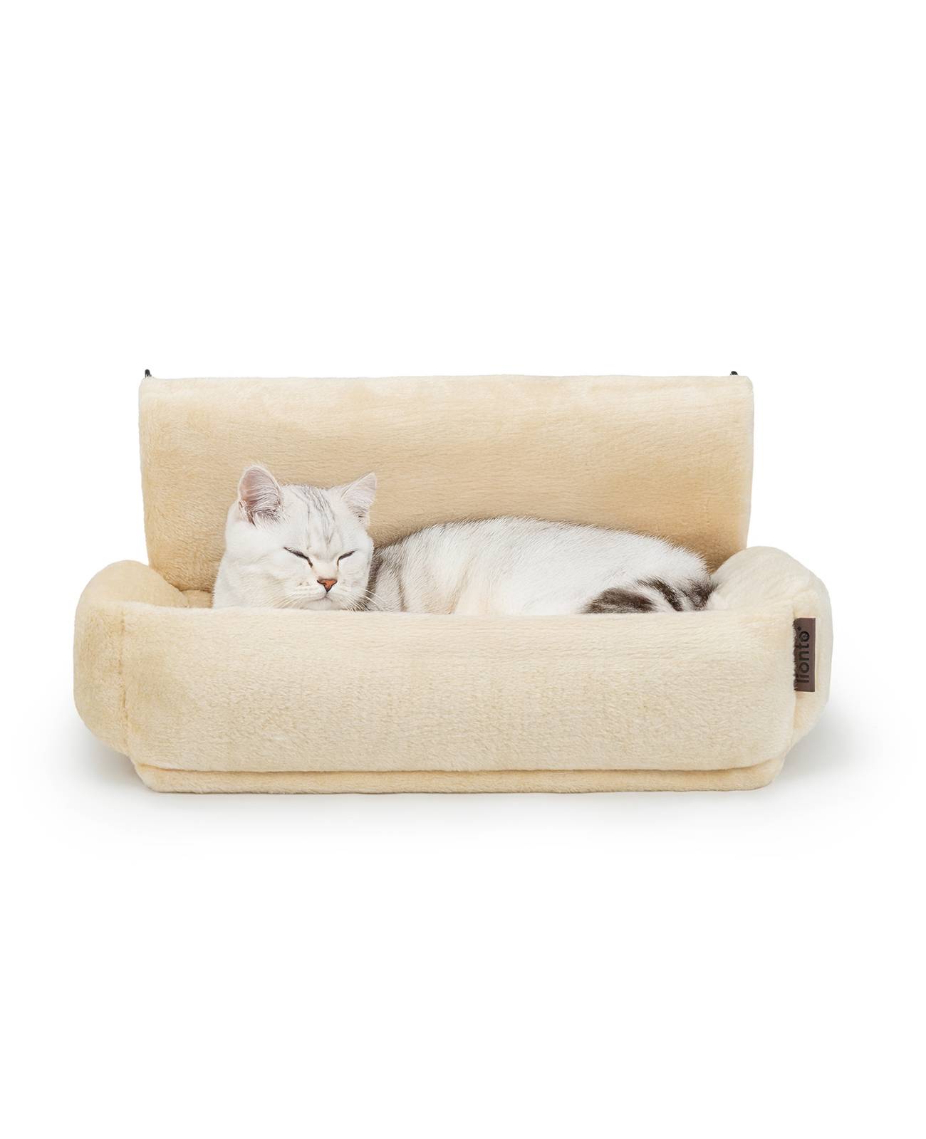 lionto Katzen Heizkörperliege, weiche Kuschelliege mit Metallhaken, waschbarem Bezug & sicherem Halt, beige