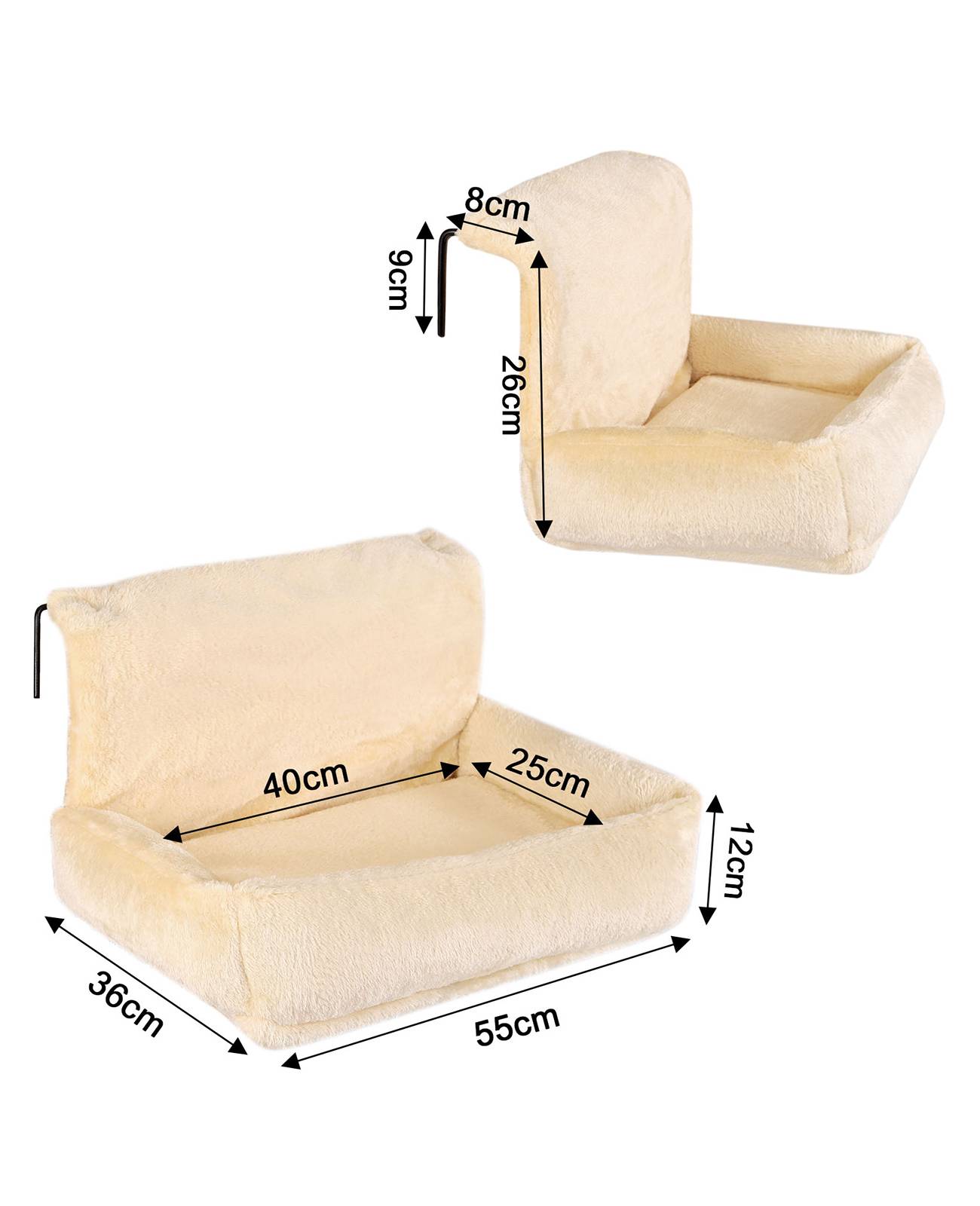 lionto Katzen Heizkörperliege, weiche Kuschelliege mit Metallhaken, waschbarem Bezug & sicherem Halt, beige