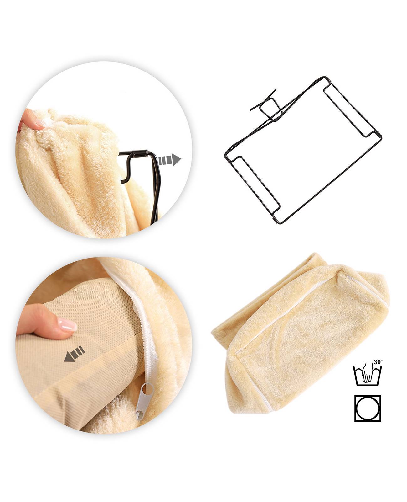 lionto Katzen Heizkörperliege, weiche Kuschelliege mit Metallhaken, waschbarem Bezug & sicherem Halt, beige