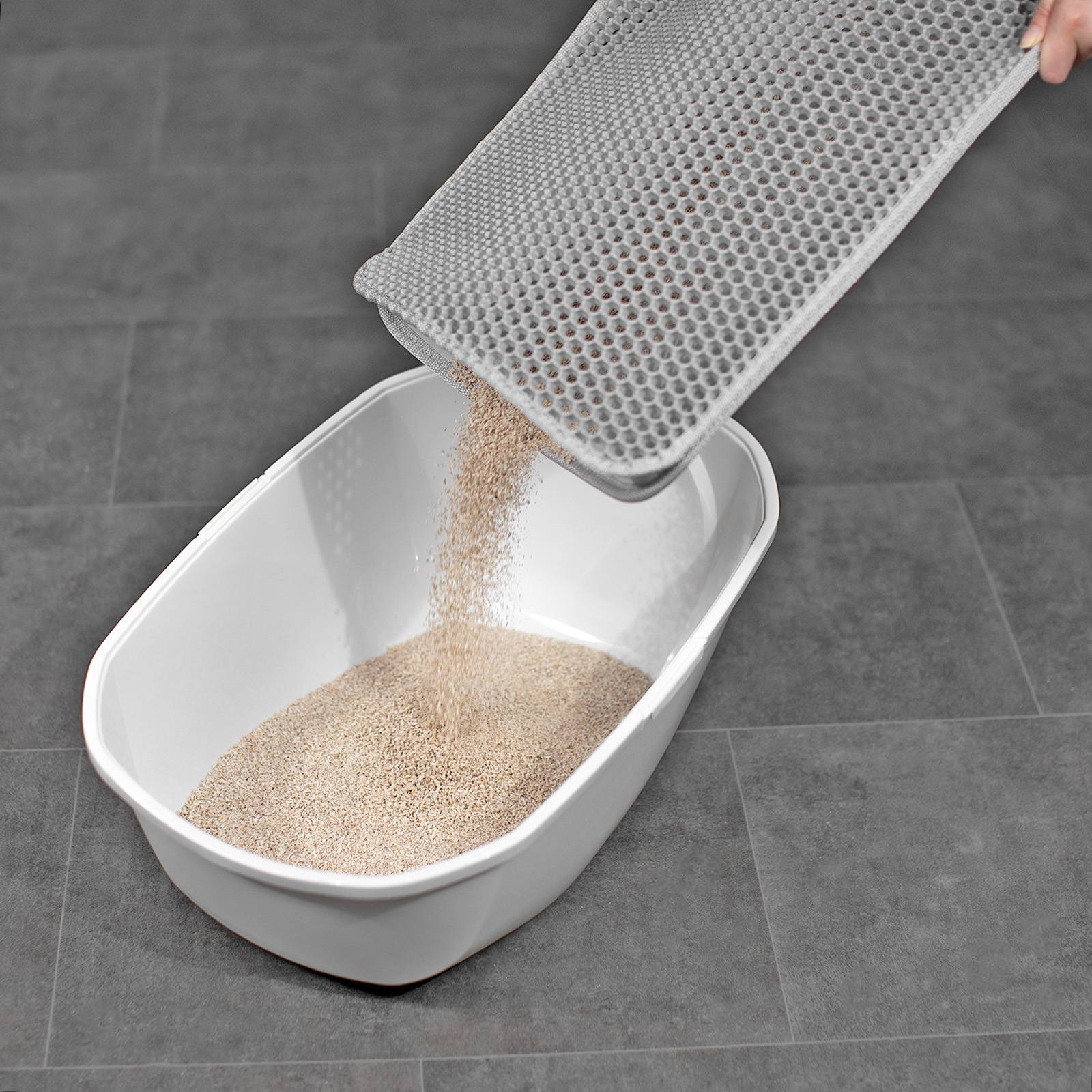 lionto Katzenstreumatte mit effektiver Wabenstruktur gegen Streureste, pfotenfreundlich & robust, 61x38 cm, grau