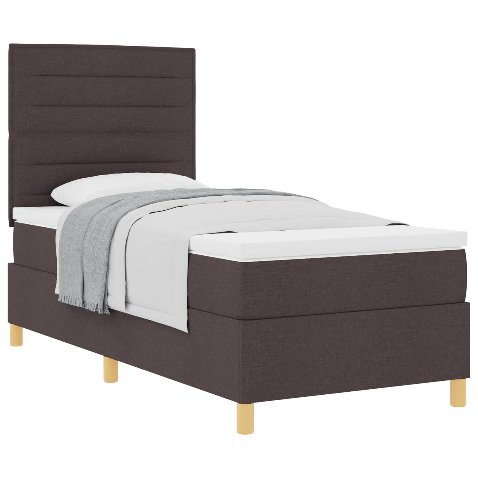 vidaXL Boxspringbett mit Matratze Dunkelbraun 90 x 190 cm Stoff