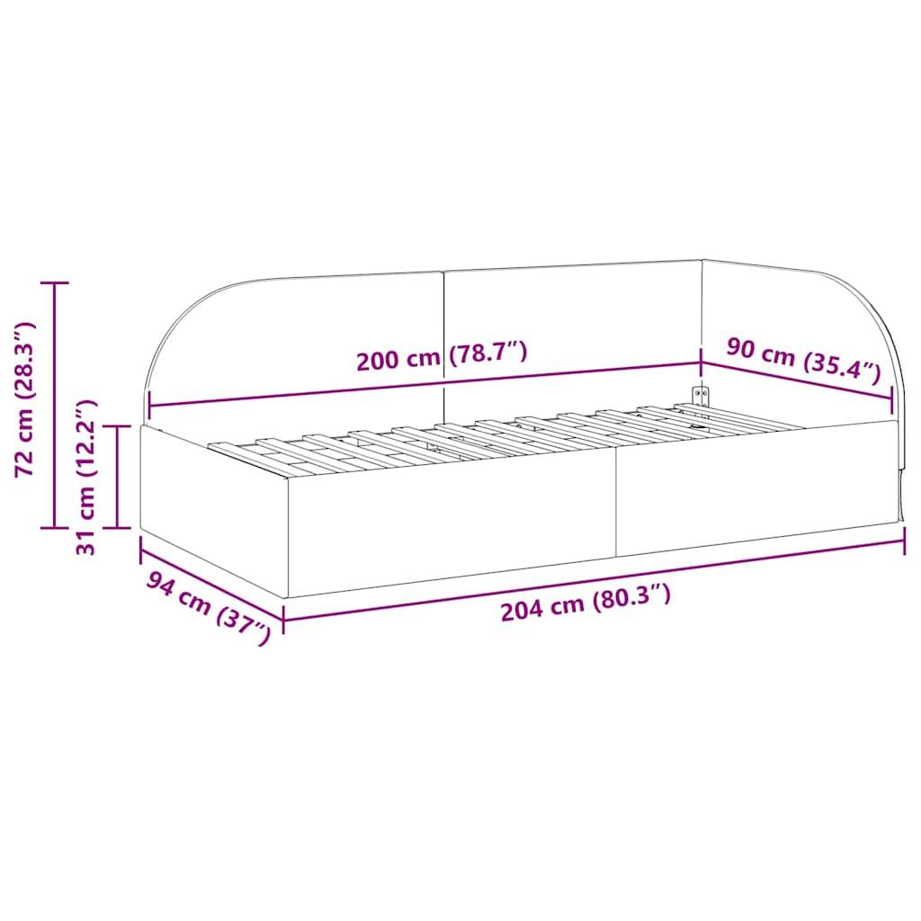 vidaXL Eckbettgestell mit Kopfteil Blau 90 cm x 200 cm Samt