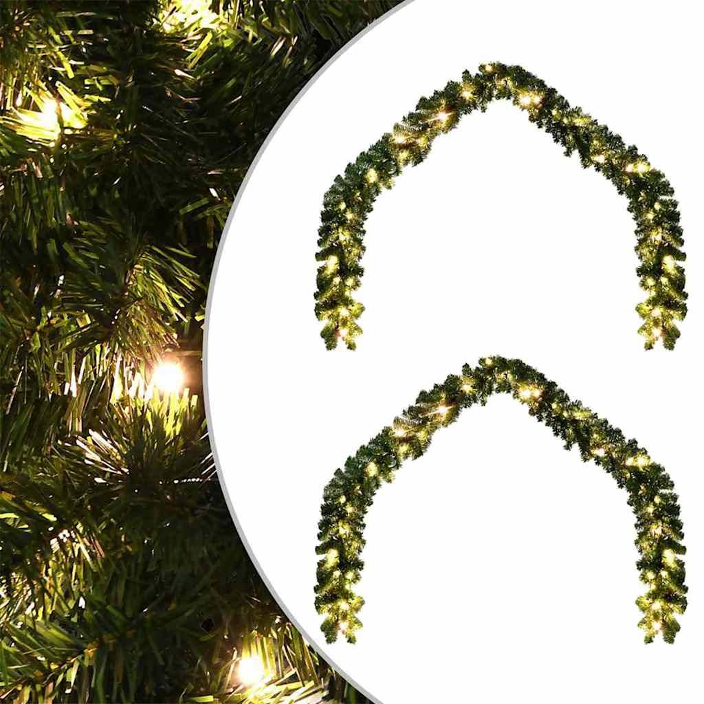 vidaXL Weihnachtsgirlande mit 600 LEDs 2 pcs Grün PVC