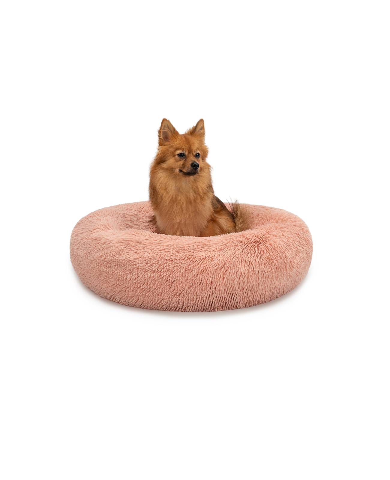 lionto Hundebett aus Plüsch in Donut-Form, 60 cm Durchmesser, rosa