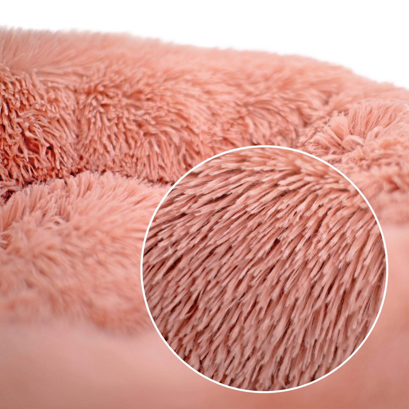 lionto Hundebett aus Plüsch in Donut-Form, 60 cm Durchmesser, rosa