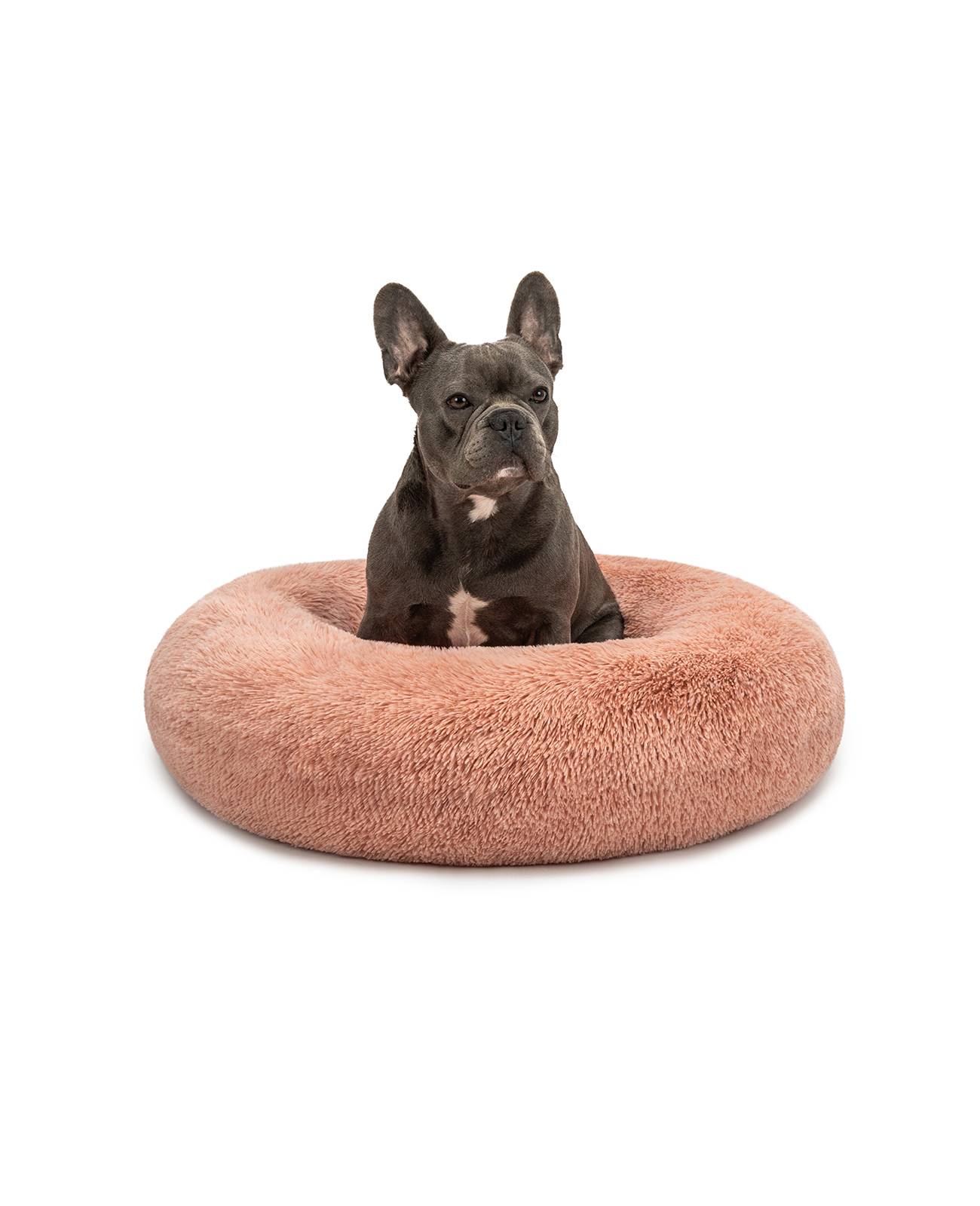 lionto Hundebett aus Plüsch in Donut-Form, 70 cm Durchmesser, rosa
