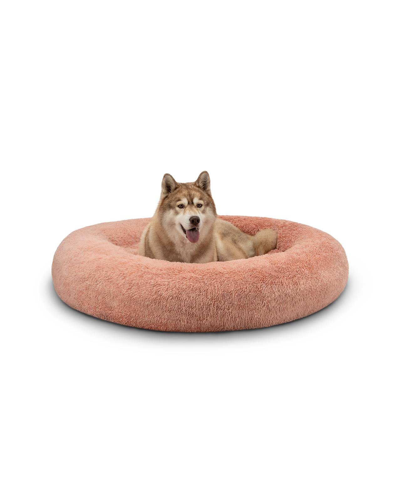 lionto Hundebett aus Plüsch in Donut-Form, 120 cm Durchmesser, rosa