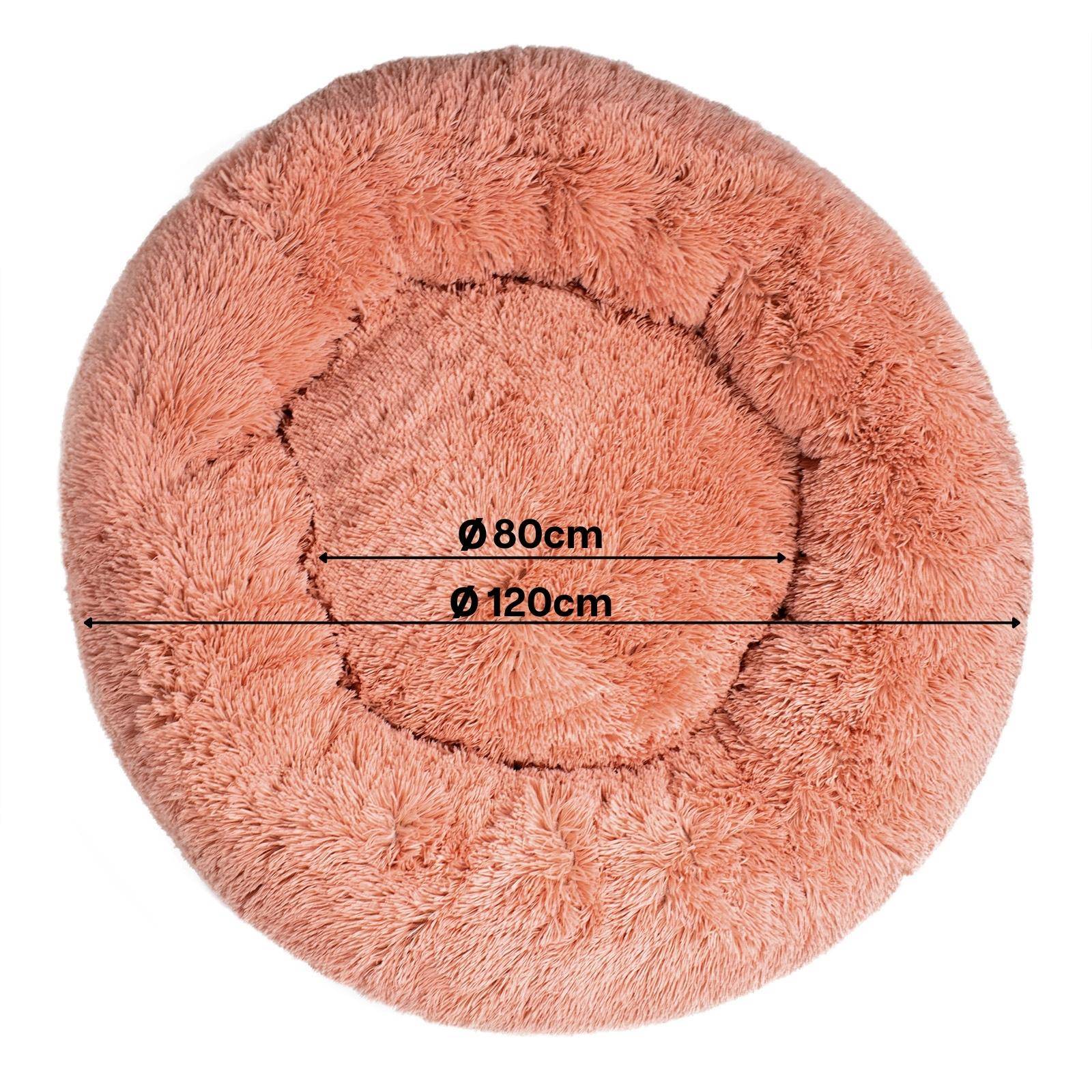 lionto Hundebett aus Plüsch in Donut-Form, 120 cm Durchmesser, rosa