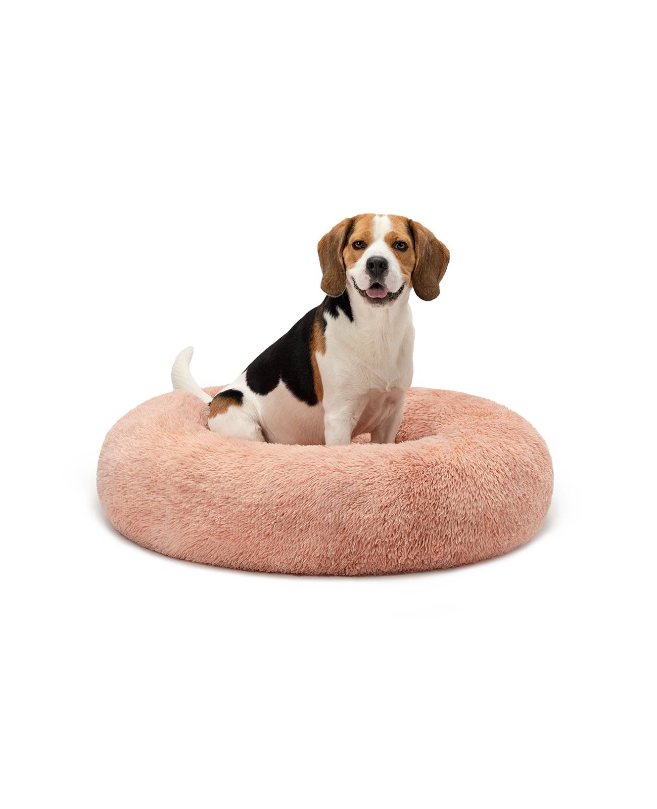 lionto Hundebett aus Plüsch in Donut-Form, 80 cm Durchmesser, rosa