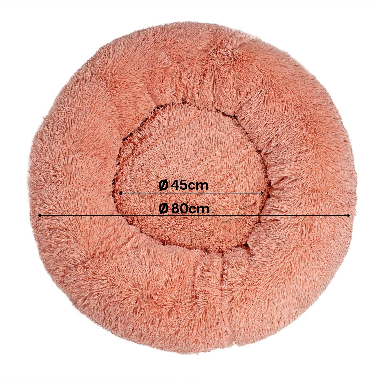 lionto Hundebett aus Plüsch in Donut-Form, 80 cm Durchmesser, rosa