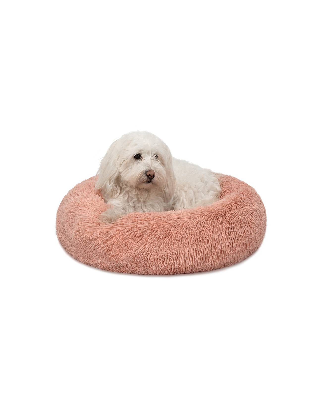 lionto Hundebett aus Plüsch in Donut-Form, 50 cm Durchmesser, rosa