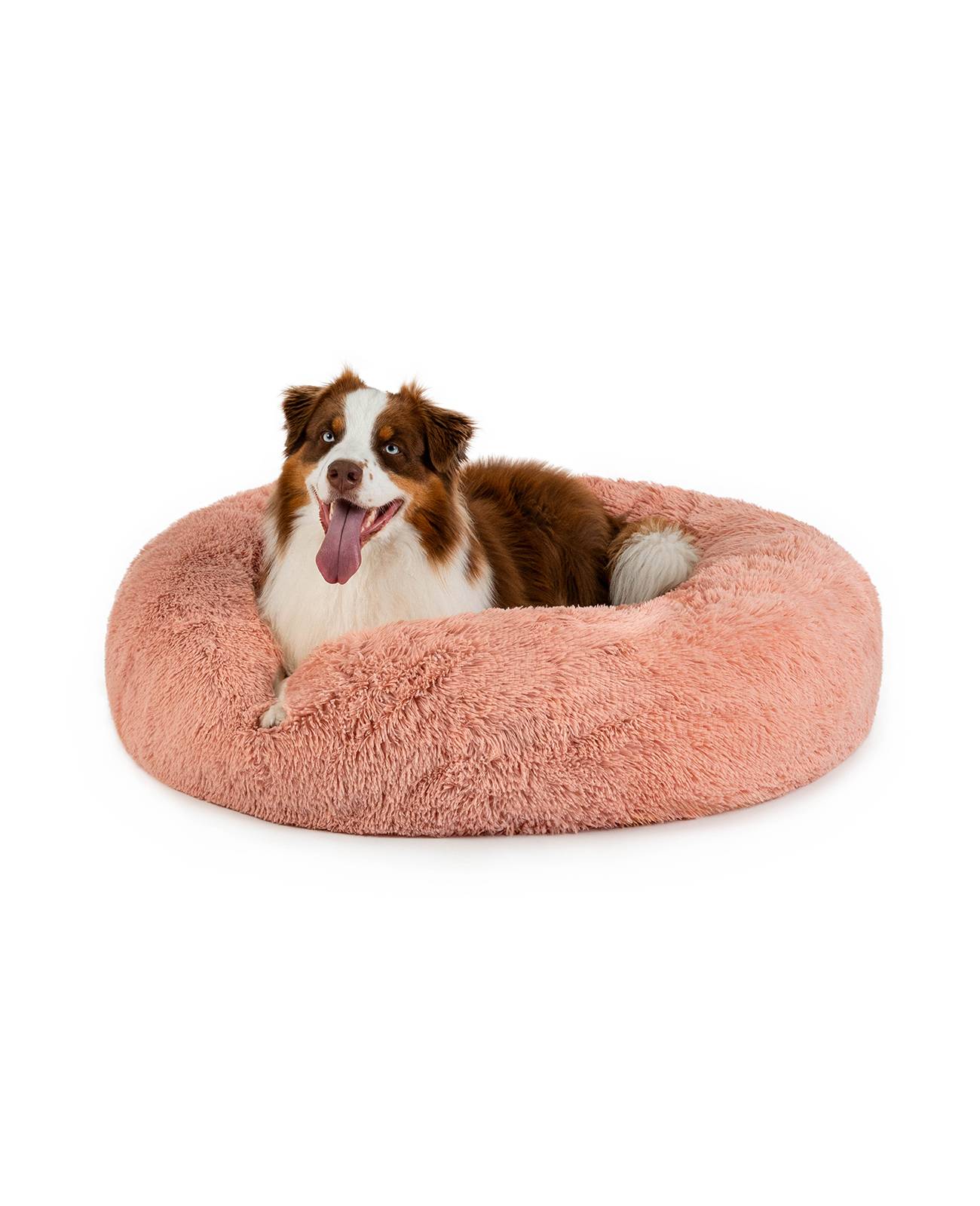 lionto Hundebett aus Plüsch in Donut-Form, 100 cm Durchmesser, rosa