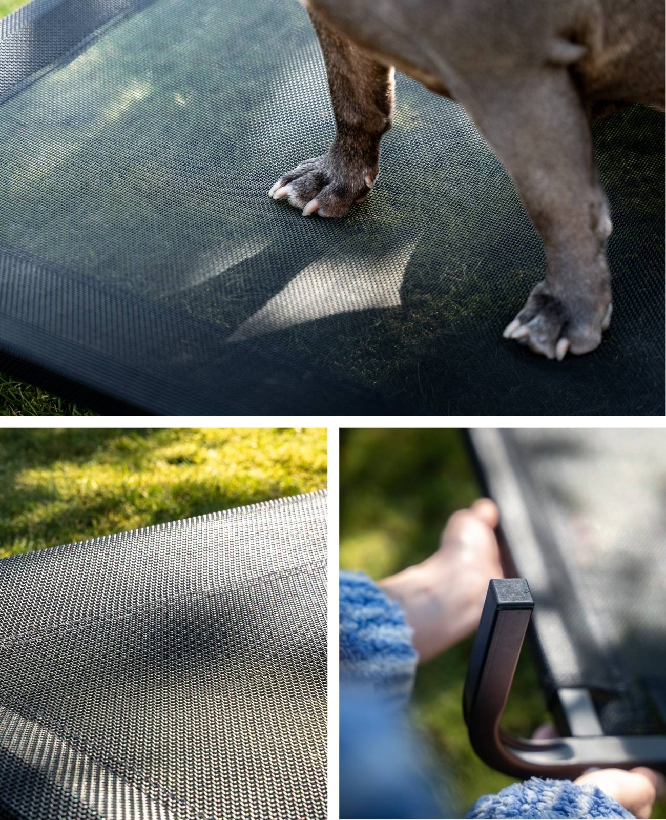 lionto Hundeliege, bequemes Outdoor Hundebett mit Netzgewebe, erhöht, luftig & wetterfest, 106x62 cm, schwarz