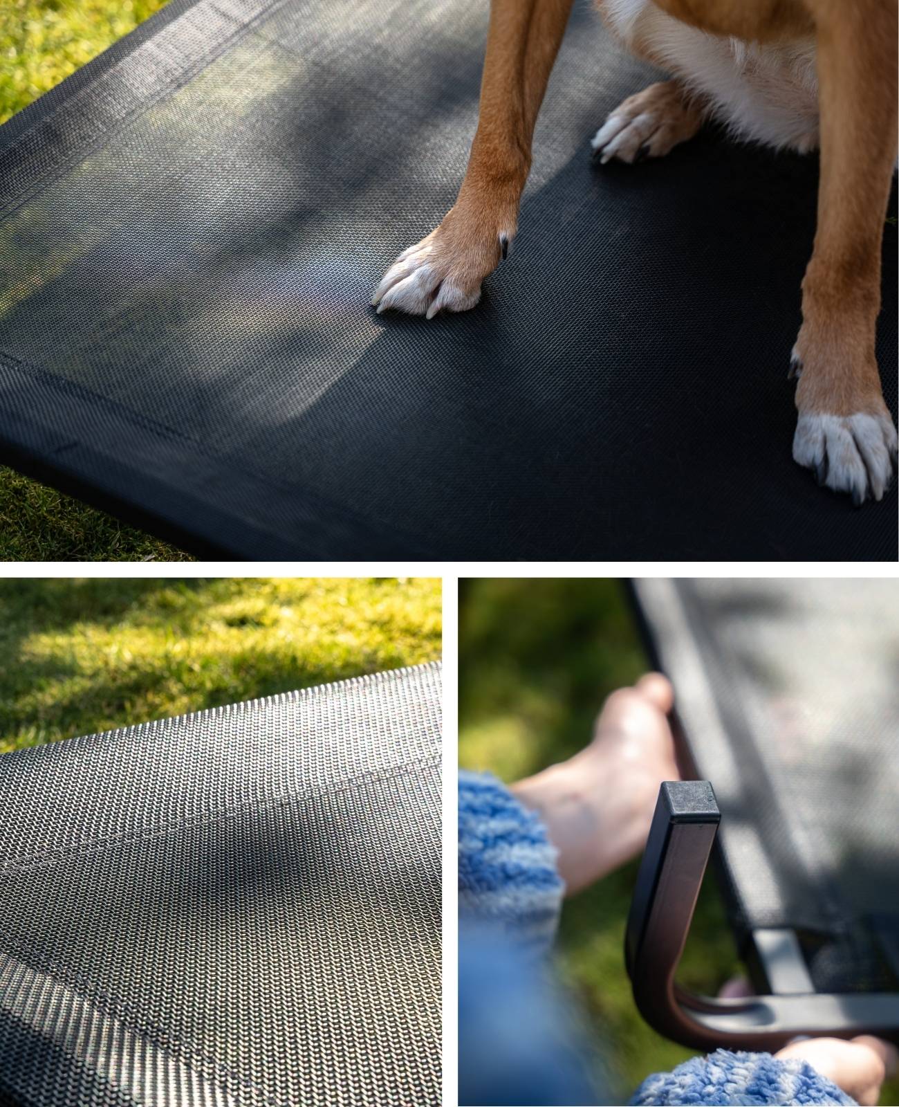 lionto Hundeliege, bequemes Outdoor Hundebett mit Netzgewebe, erhöht, luftig & wetterfest, 114x76 cm, schwarz