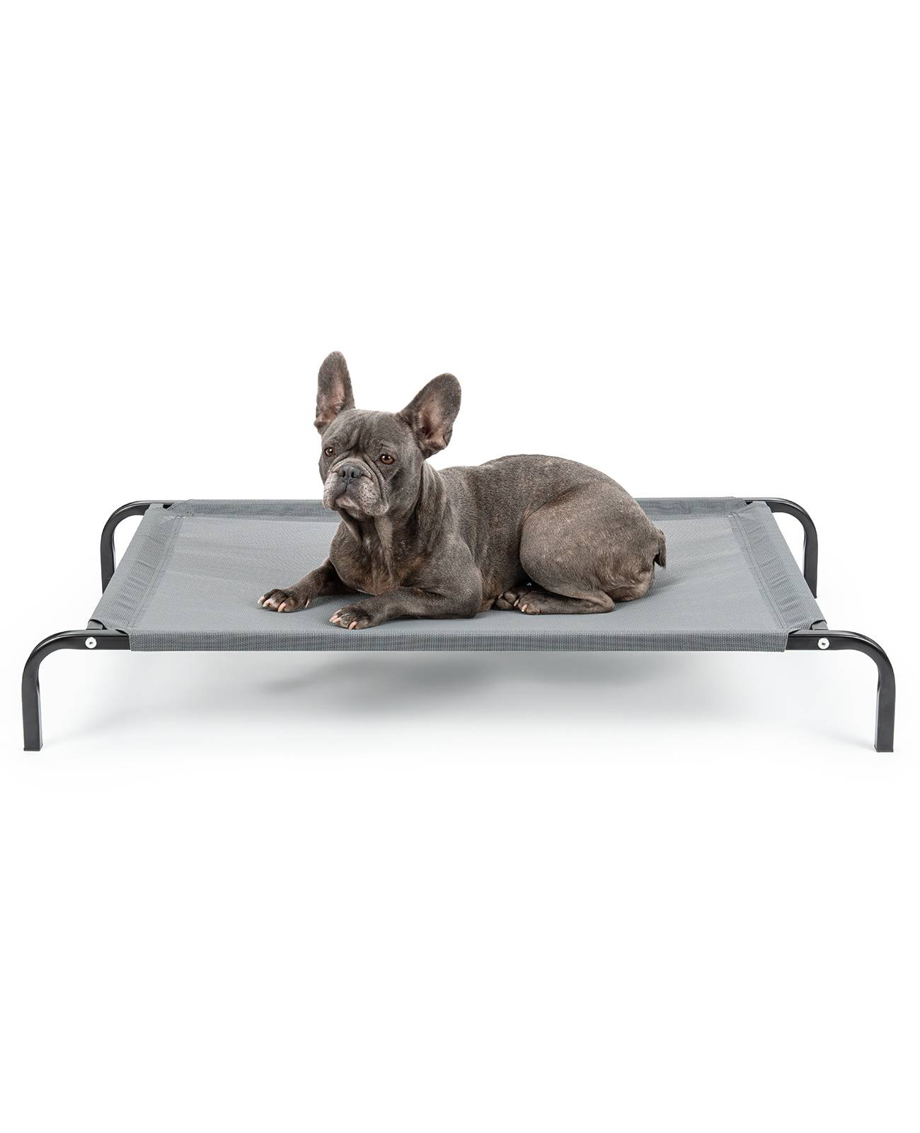 lionto Hundeliege, bequemes Outdoor Hundebett mit Netzgewebe, erhöht, luftig & wetterfest, 106x62 cm, grau