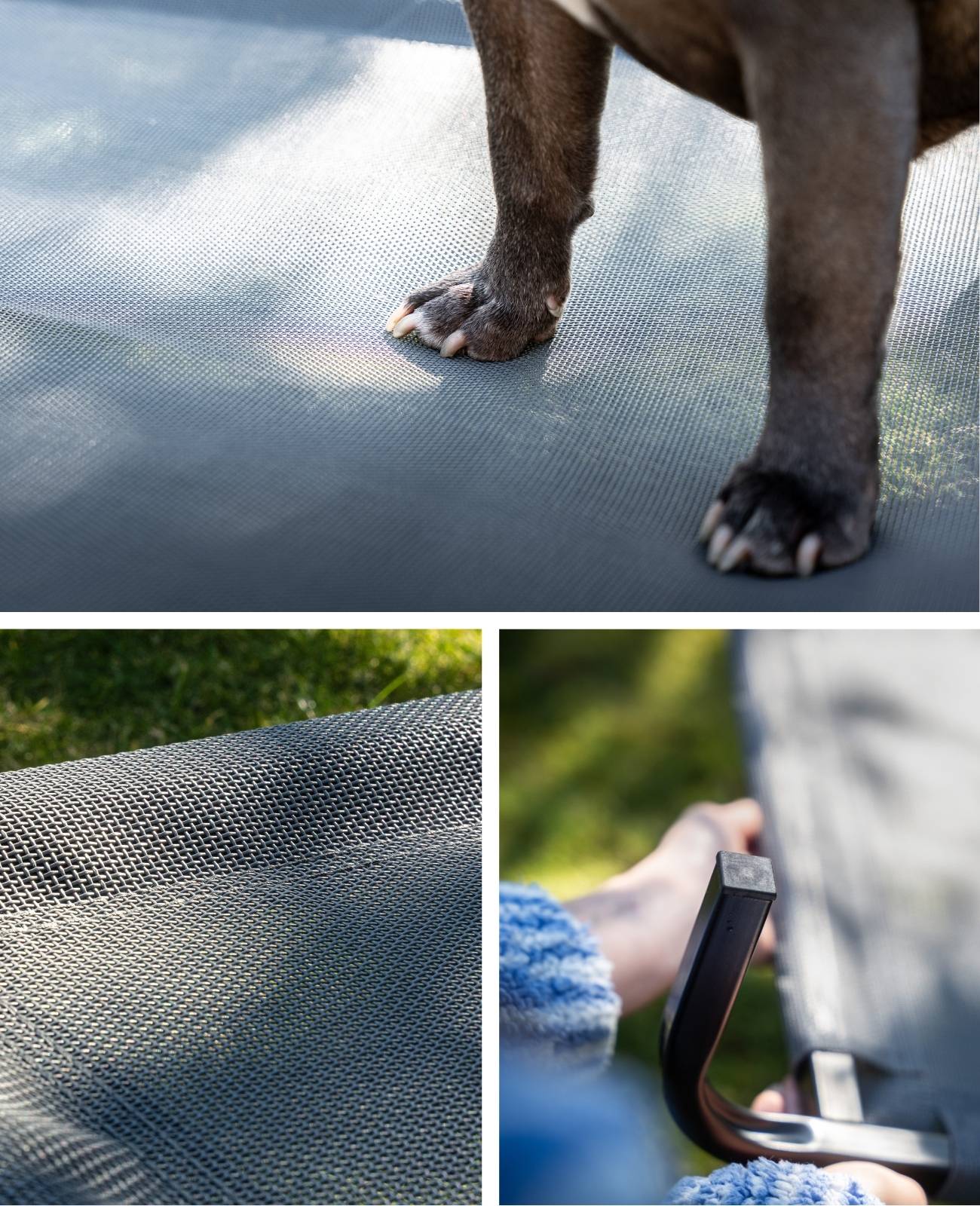 lionto Hundeliege, bequemes Outdoor Hundebett mit Netzgewebe, erhöht, luftig & wetterfest, 106x62 cm, grau