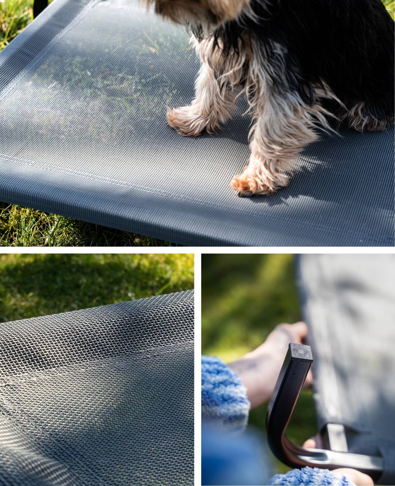 lionto Hundeliege, bequemes Outdoor Hundebett mit Netzgewebe, erhöht, luftig & wetterfest, 75x47 cm, grau