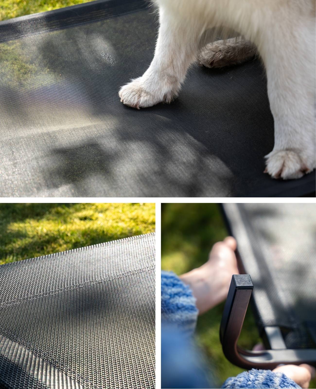 lionto Hundeliege, bequemes Outdoor Hundebett mit Netzgewebe, erhöht, luftig & wetterfest, 117x85 cm, schwarz