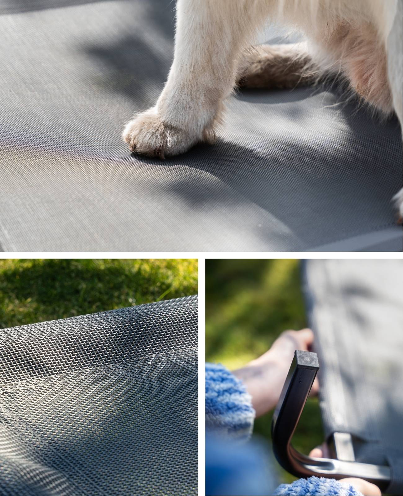 lionto Hundeliege, bequemes Outdoor Hundebett mit Netzgewebe, erhöht, luftig & wetterfest, 117x85 cm, grau