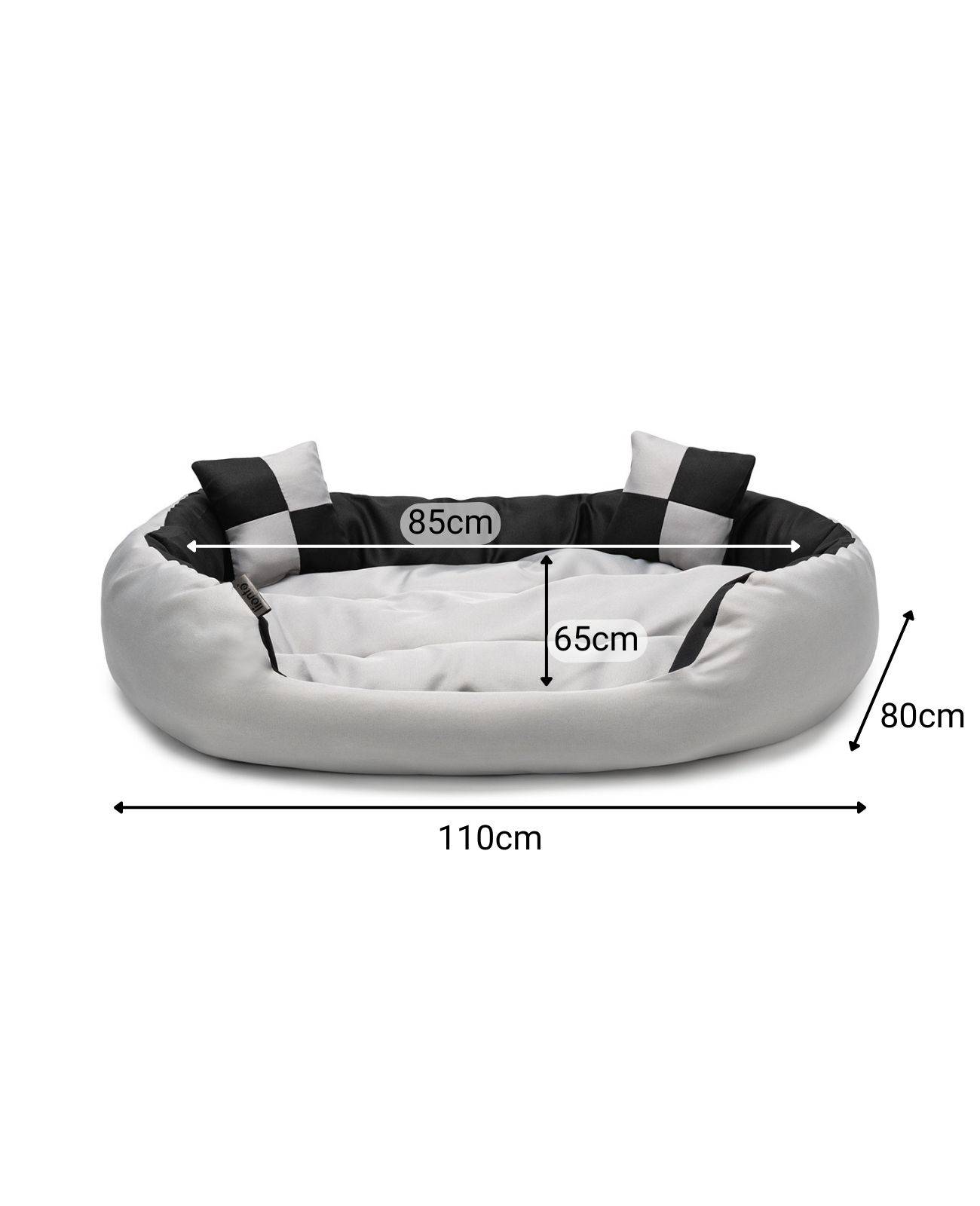 lionto Hundebett, stilvolles 4-in-1 Hundekörbchen, wasserabweisend, kratzfest & pflegeleicht, 110x80 cm, grau/schwarz