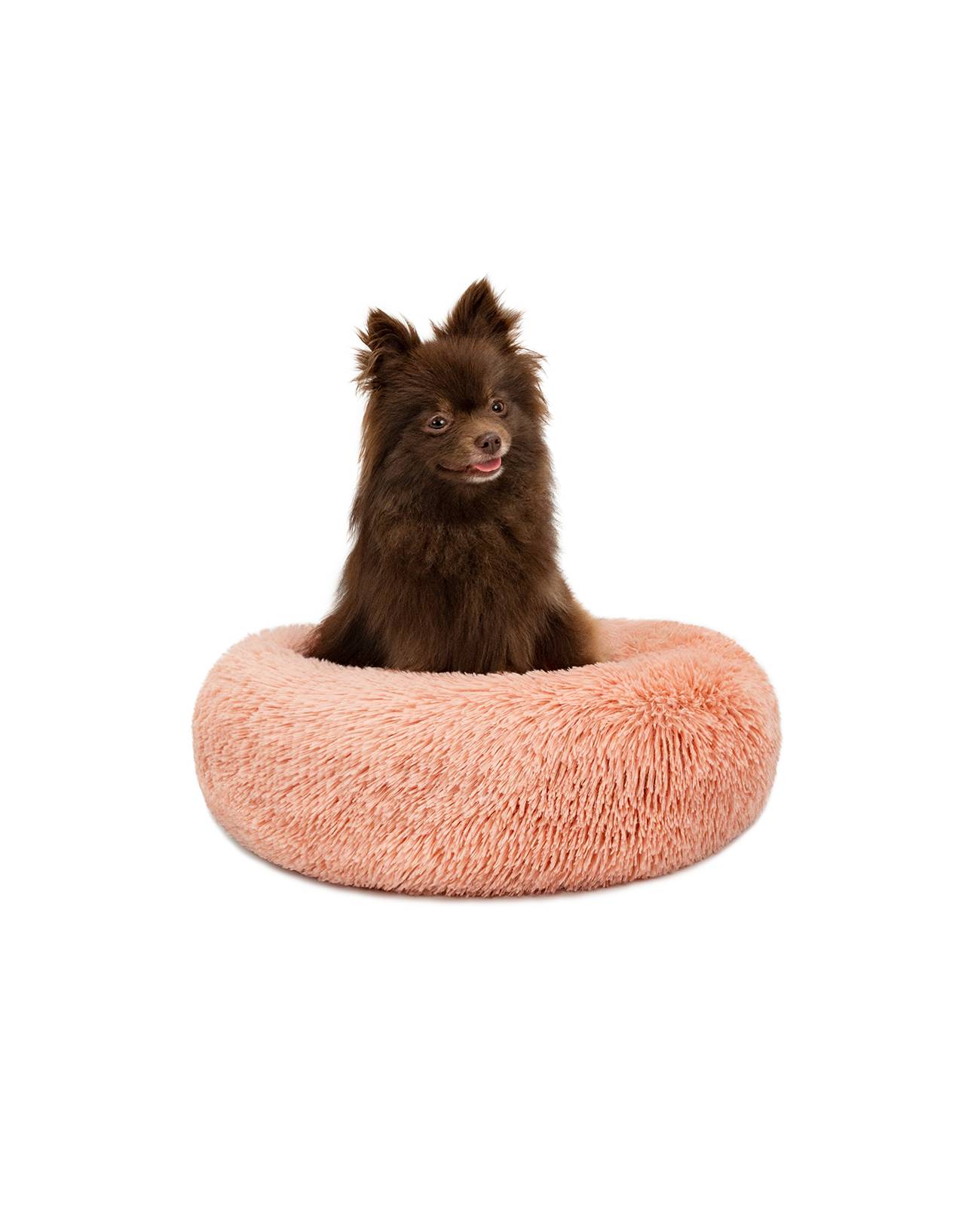 lionto Hundebett aus Plüsch in Donut-Form, 40 cm Durchmesser, rosa